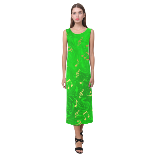 music notes pattern Phaedra Sleeveless Open Fork Long Dress (Model D08)