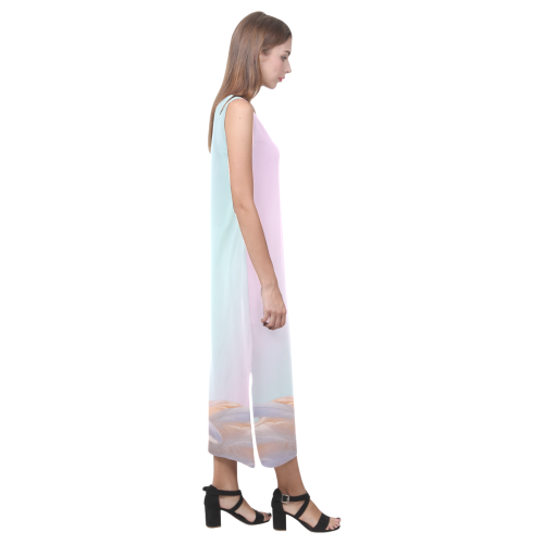 Flamingo Pink Mint Phaedra Sleeveless Open Fork Long Dress (Model D08)