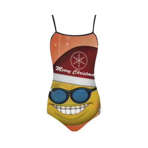 Funny christmas smiley Strap Swimsuit ( Model S05)