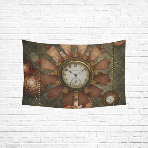 Steampunk, wonderful clocks in noble design Cotton Linen Wall Tapestry 60"x 40"