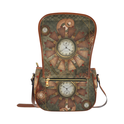 Steampunk, wonderful clocks in noble design Saddle Bag/Large (Model 1649)