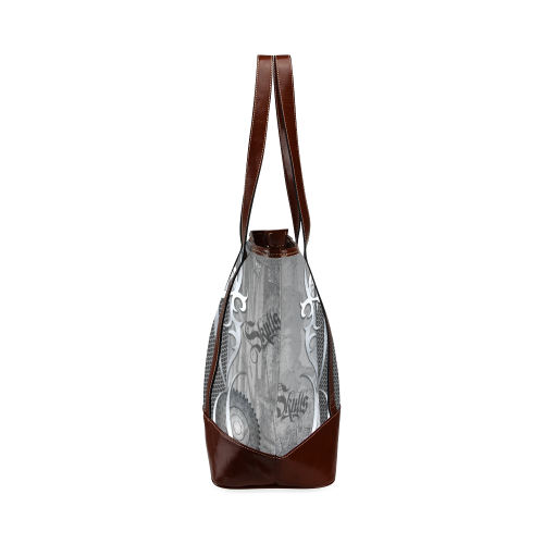 Awesome skull on metal design Tote Handbag (Model 1642)