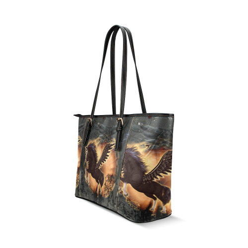 The dark pegasus Leather Tote Bag/Small (Model 1640)