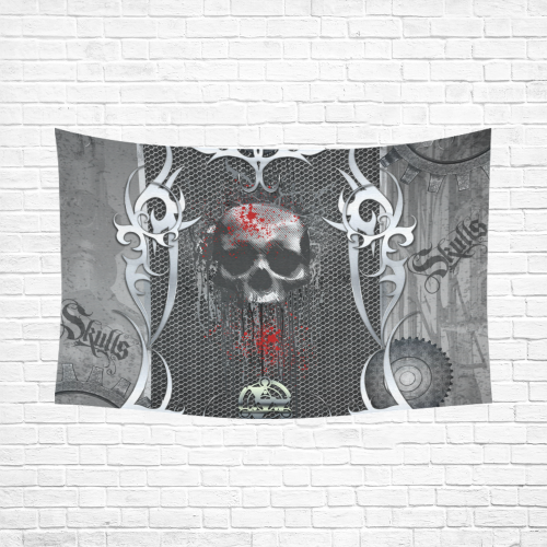 Awesome skull on metal design Cotton Linen Wall Tapestry 90"x 60"