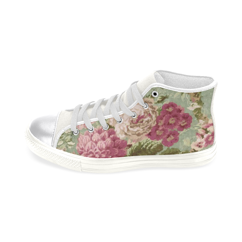 Beautiful Vintage Floral Wallpaper Women's Classic High Top Canvas