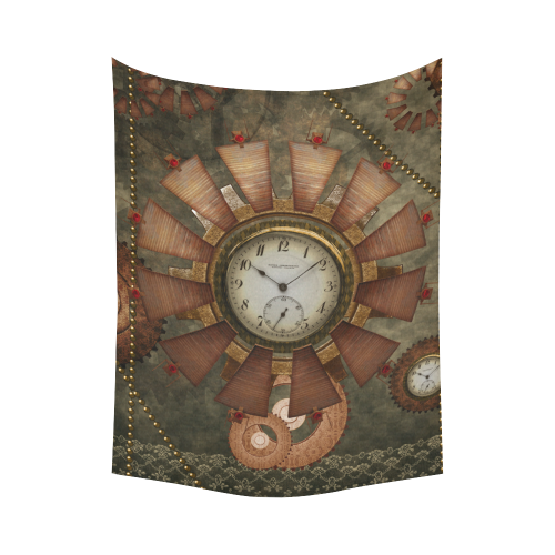 Steampunk, wonderful clocks in noble design Cotton Linen Wall Tapestry 60"x 80"