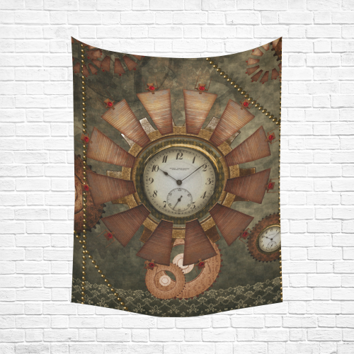 Steampunk, wonderful clocks in noble design Cotton Linen Wall Tapestry 60"x 80"