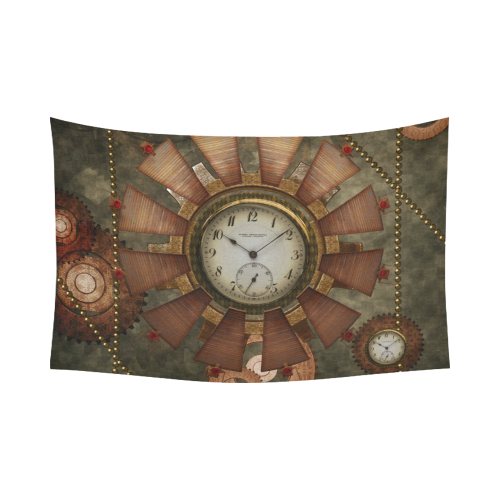 Steampunk, wonderful clocks in noble design Cotton Linen Wall Tapestry 90"x 60"