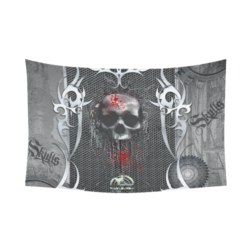 Awesome skull on metal design Cotton Linen Wall Tapestry 90"x 60"