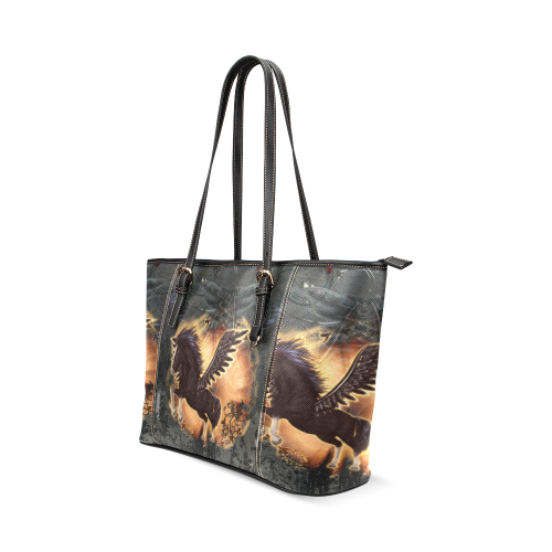 The dark pegasus Leather Tote Bag/Small (Model 1640)