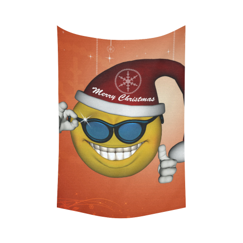 Funny christmas smiley Cotton Linen Wall Tapestry 60"x 90"