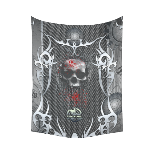 Awesome skull on metal design Cotton Linen Wall Tapestry 60"x 80"