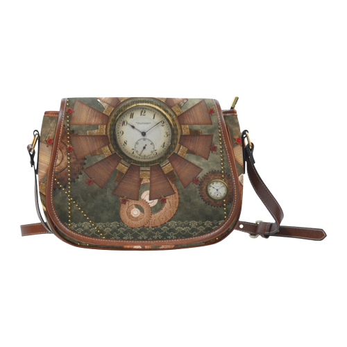 Steampunk, wonderful clocks in noble design Saddle Bag/Large (Model 1649)