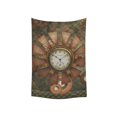 Steampunk, wonderful clocks in noble design Cotton Linen Wall Tapestry 40"x 60"