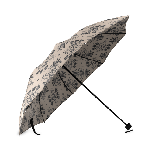 Wall Flower in Warm Taupe Drama by Aleta Foldable Umbrella (Model U01)