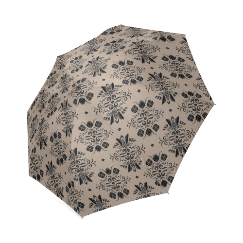 Wall Flower in Warm Taupe Drama by Aleta Foldable Umbrella (Model U01)