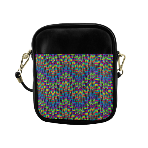 Crazy Neon Waves Sling Bag (Model 1627)