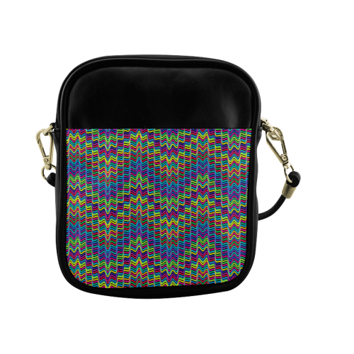Crazy Neon Waves Sling Bag (Model 1627)