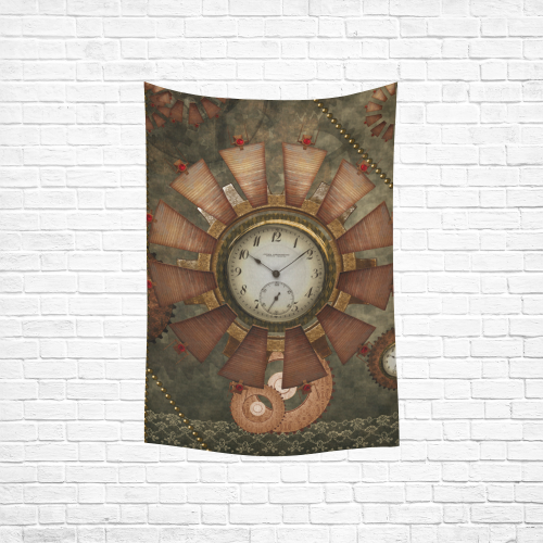 Steampunk, wonderful clocks in noble design Cotton Linen Wall Tapestry 40"x 60"