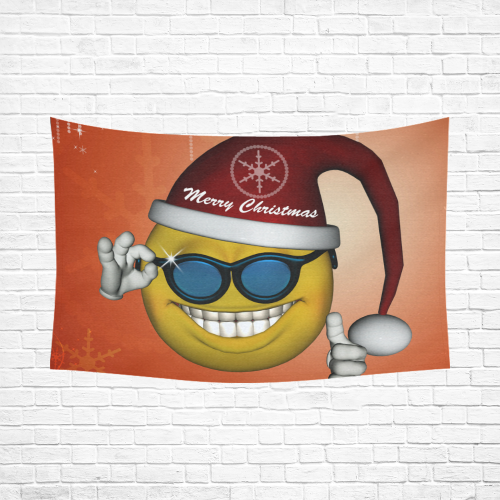 Funny christmas smiley Cotton Linen Wall Tapestry 90"x 60"