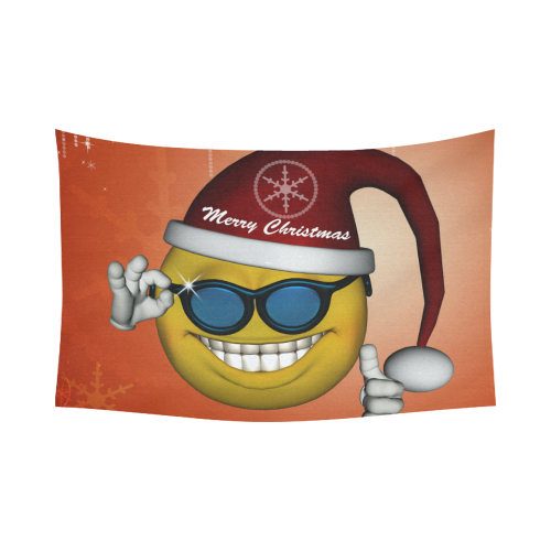 Funny christmas smiley Cotton Linen Wall Tapestry 90"x 60"