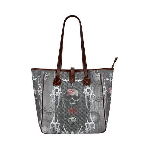 Awesome skull on metal design Classic Tote Bag (Model 1644)