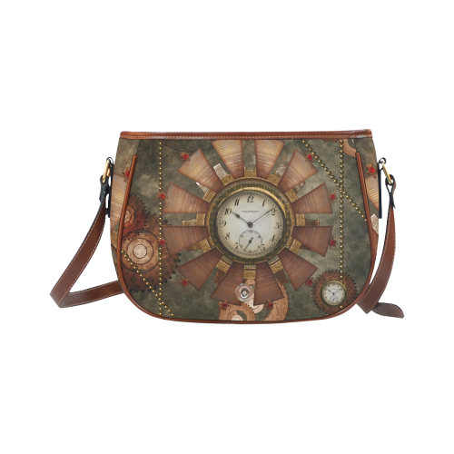 Steampunk, wonderful clocks in noble design Saddle Bag/Large (Model 1649)