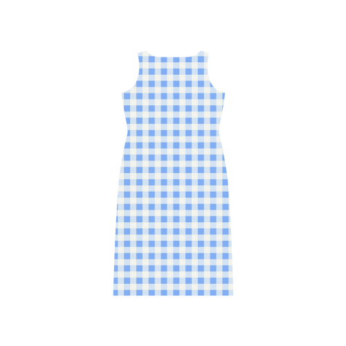 Sky Blue Gingham Phaedra Sleeveless Open Fork Long Dress (Model D08)