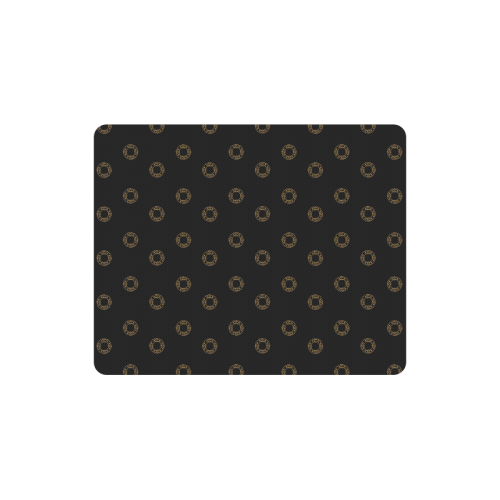 HOLIDAYS +: Golden Wreaths on Black Rectangle Mousepad