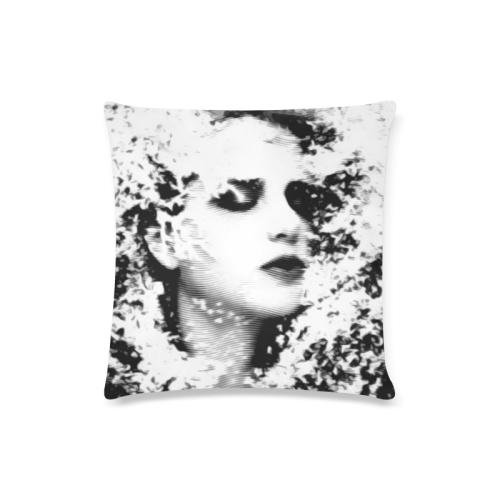 Dreaming Girl - Grunge Style Black White Custom Zippered Pillow Case 16"x16"(Twin Sides)