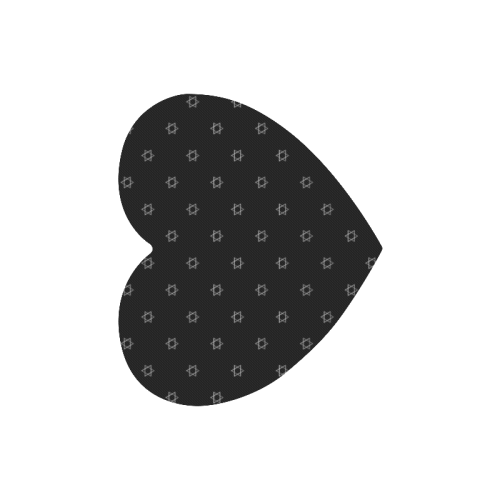 FAITH: Silver Star of David on Black Heart-shaped Mousepad