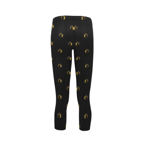 METALLICS: Golden Presents & Gifts on Black Capri Legging (Model L02)