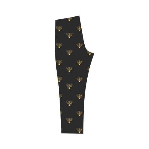 HOLIDAYS +: Golden Menorah on Black Capri Legging (Model L02)