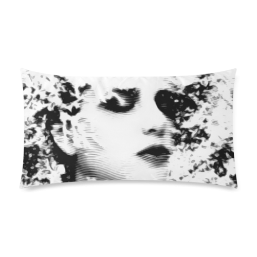 Dreaming Girl - Grunge Style Black White Rectangle Pillow Case 20"x36"(Twin Sides)