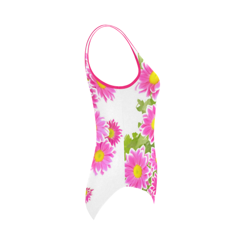 Asters Bouquet Pink White Flowers Vest One Piece Swimsuit (Model S04)