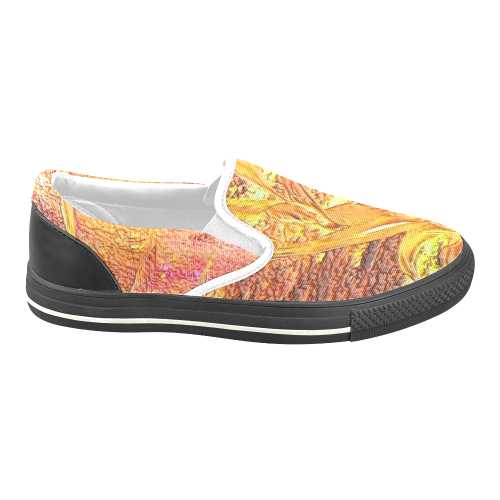 Palm by Nico Bielow (Original Painting) Women's Unusual Slip-on Canvas Shoes (Model 019)