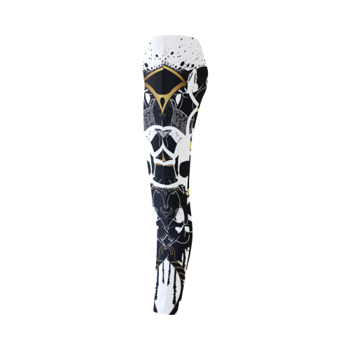 White skull with snakes and wings Cassandra Women's Leggings (Model L01)