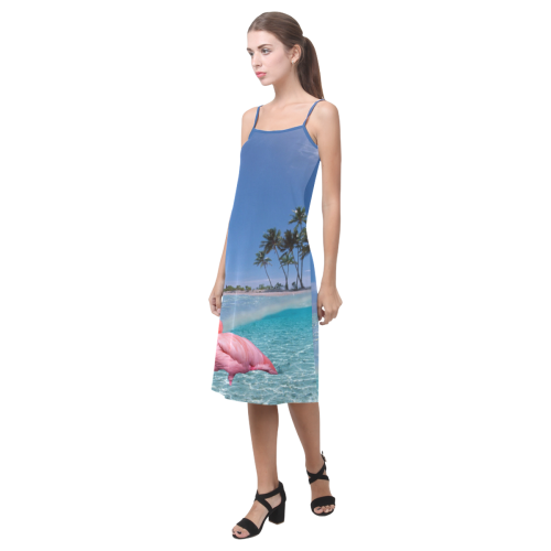 Flamingo and Palms Alcestis Slip Dress (Model D05)