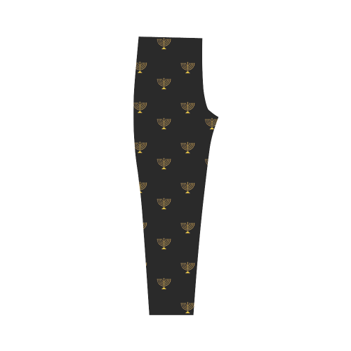 HOLIDAYS +: Golden Menorah on Black Capri Legging (Model L02)