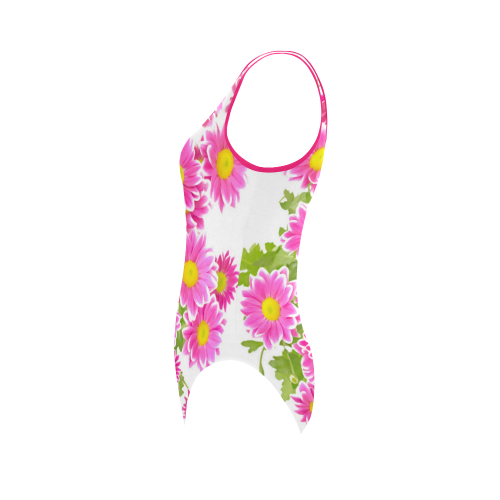 Asters Bouquet Pink White Flowers Vest One Piece Swimsuit (Model S04)