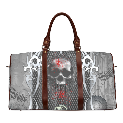 Awesome skull on metal design Waterproof Travel Bag/Small (Model 1639)