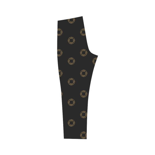 HOLIDAYS +: Golden Wreaths on Black Capri Legging (Model L02)