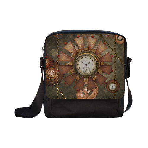 Steampunk, wonderful clocks in noble design Crossbody Nylon Bags (Model 1633)