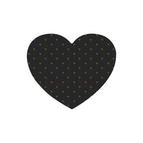 Golden Bells and Ribbons on Black Heart-shaped Mousepad