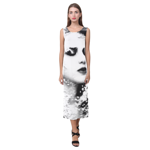 Dreaming Girl - Grunge Style Black White Phaedra Sleeveless Open Fork Long Dress (Model D08)