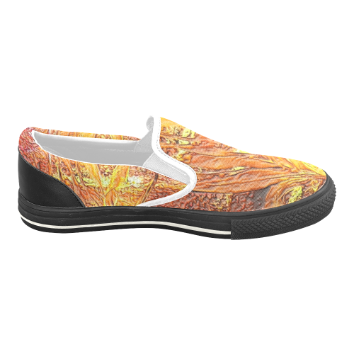 Palm by Nico Bielow (Original Painting) Women's Unusual Slip-on Canvas Shoes (Model 019)