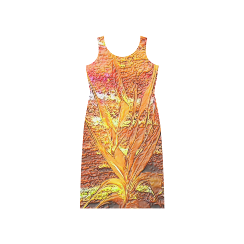 Palm by Nico Bielow (Original Painting) Phaedra Sleeveless Open Fork Long Dress (Model D08)