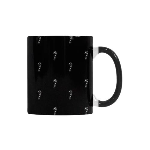 HOLIDAYS +: Silver Candycanes on Black Custom Morphing Mug