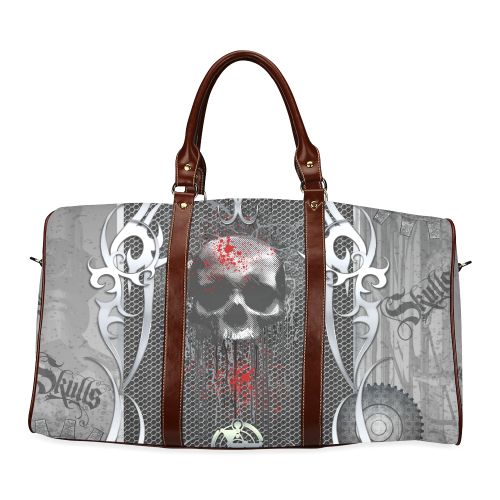 Awesome skull on metal design Waterproof Travel Bag/Large (Model 1639)