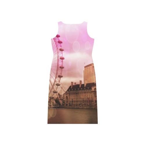 Travel-London, pink Phaedra Sleeveless Open Fork Long Dress (Model D08)